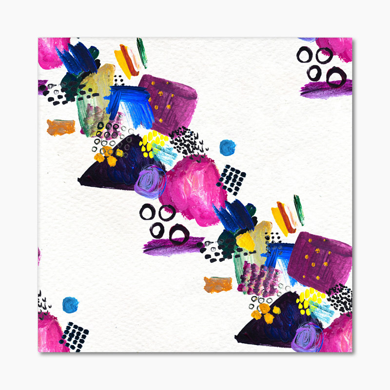 Multicolore sans couture, coups de peinture I - peinture sur toile, H 30 po x l 30 po x P 1 po, Toile tendue