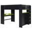Lit superposé double en bois avec bureau à hauteur réglable, garde-robe, espace de rangement spacieux et lumière RVB, rouge-1288363680