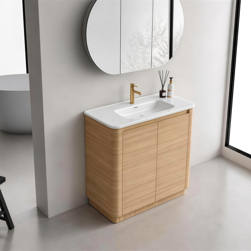 Meuble-lavabo autoportant Pebble, American White Oak, 36"