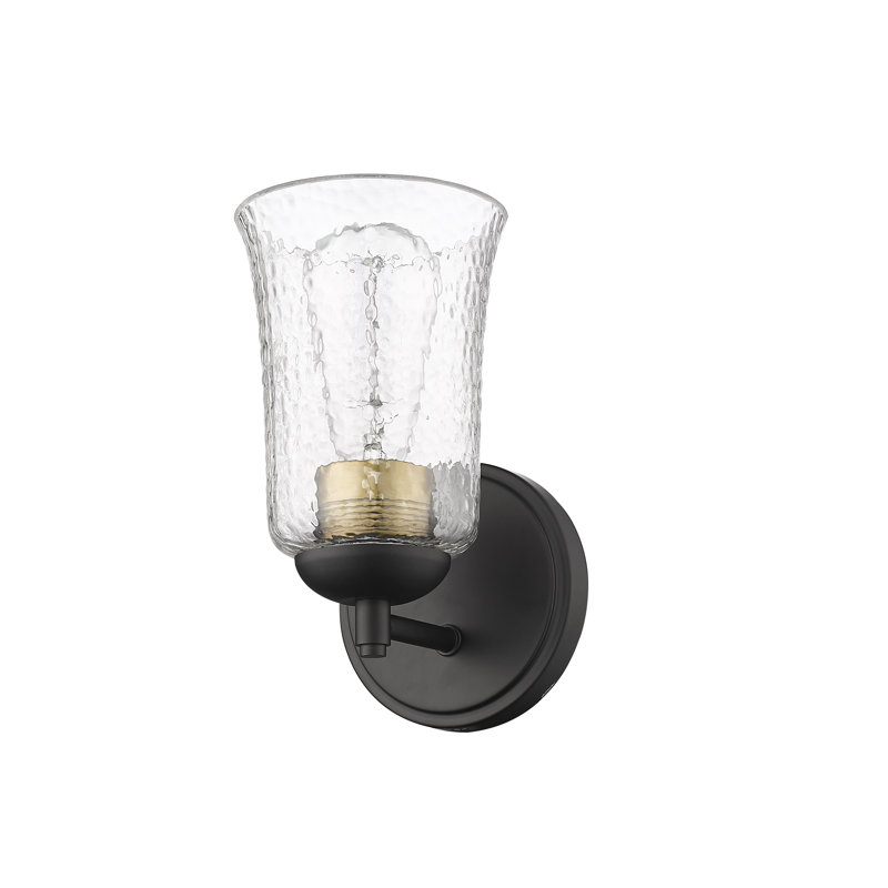 Aafiyah 9" Tall Steel Armed Sconce with Clear Chiseled Glass