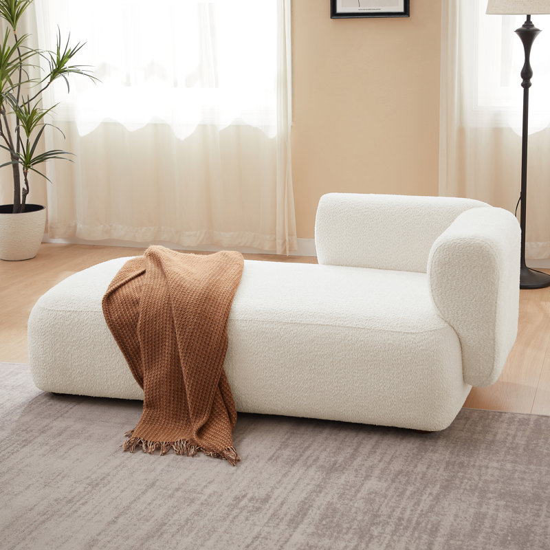 Chaise longue rembourrée Christinia, Blanc, Orienté à gauche (vu de face)
