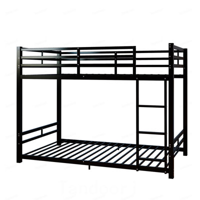 Lits superposés simples au-dessus de simples en métal, barres transversales de 19 lits, cadre de lit robuste avec barrière de sécurité et échelle, lit superposé à plancher bas pour garçons filles adultes, capacité de charge de 400 + 480 lb, aucun sommier nécessaire