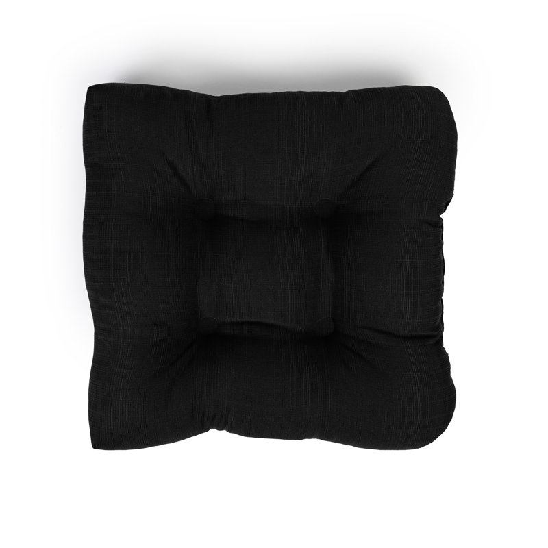 Reversible Seat Cushion With Hand Made Ring Stitch, Filled With White Virgin Polyester Fiber., Black
