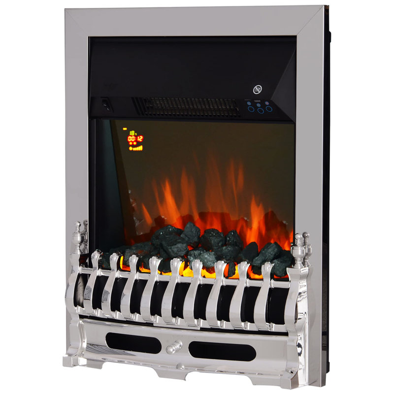 E Cairns 48.2 cm W Silver Electric Fireplace with 2000 BTU