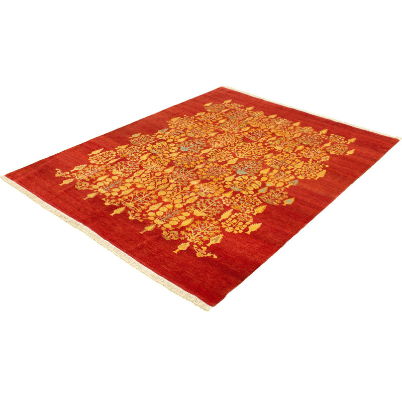 Tapis décoratif en laine noué à la main de conception unique 7 pi 10 po x 10 pi 2 po Devran New Age