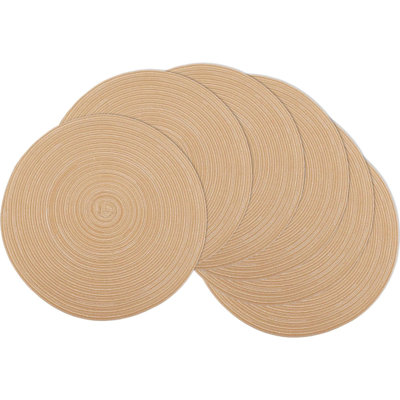 Braided Round Placemats Set Of 6 Woven Washable Non Slip Table Mats For Kitchen Dining Heat Resistant Natural Fabric Indoor Outdoor Place Mats