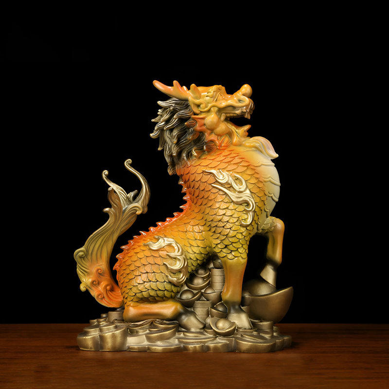 Sculpture artistique Kylin - Améliorez la richesse et l'harmonie dans votre espace, H 7,87 po x l 6,69 po x P 4,33 po