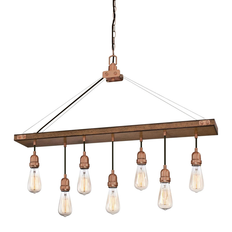 Elway 7 - Light Dimmable Kitchen Island Modern Linear Chandelier, Washed Copper