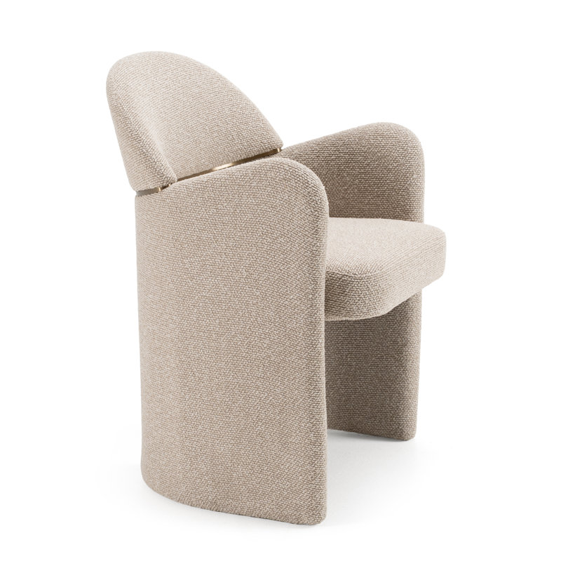 Ashley - tissu beige moderne + chaise de salle à manger en laiton brossé