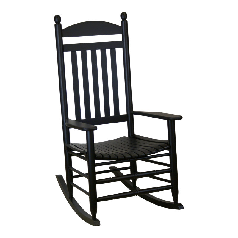 Chaise berçante d'extérieur en bois massif , Noir mat