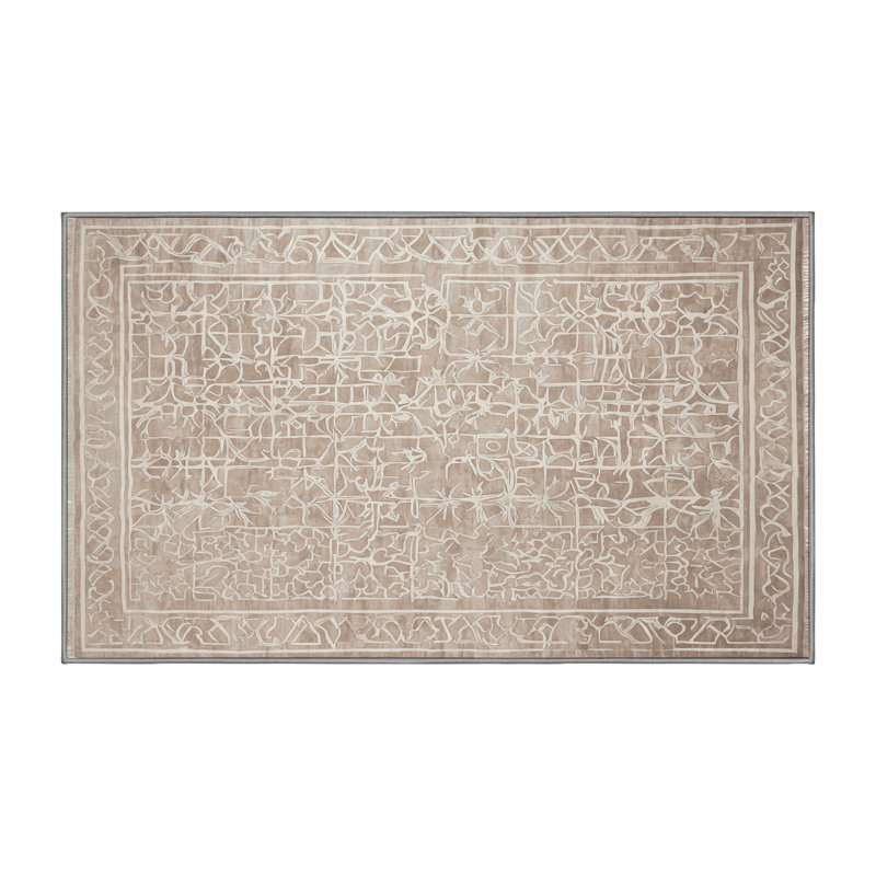 Machine Washable Gray Area Rug, Rectangle 6' x 9'