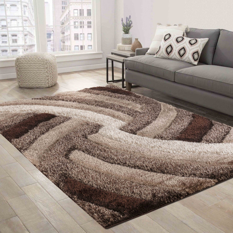 Frio Brown/Beige Shaggy Indoor Rug, Rectangle 80 x 150cm