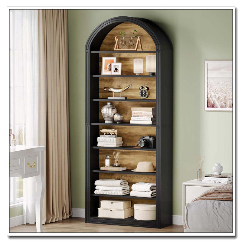79.53" Tall 8-Tier  Arched Open Display Storage Shelving Unit, Black