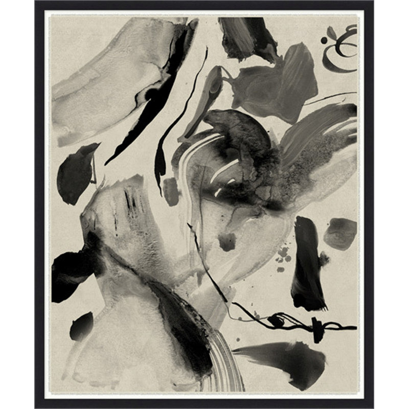 Gray Terrazzo 2 Painting by Thom Filicia, Black Frame