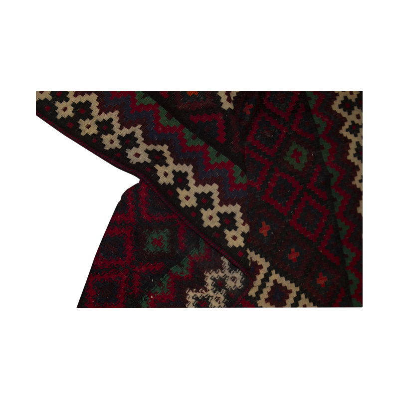 Hand-Knotted High-Quality Red and Black Area Rug