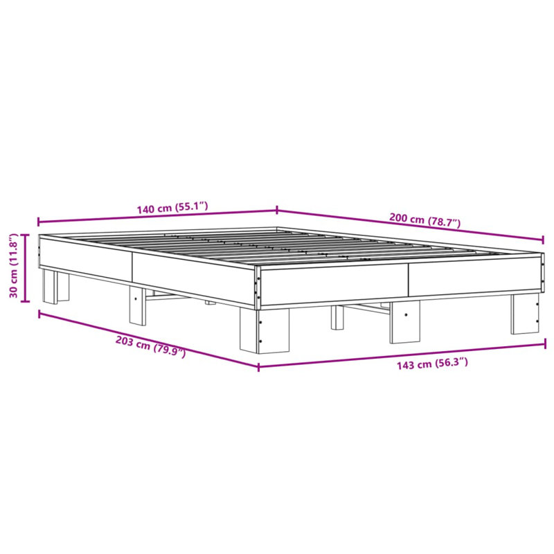 Jerad Bed, European Double (140 x 200cm), Smoked Oak