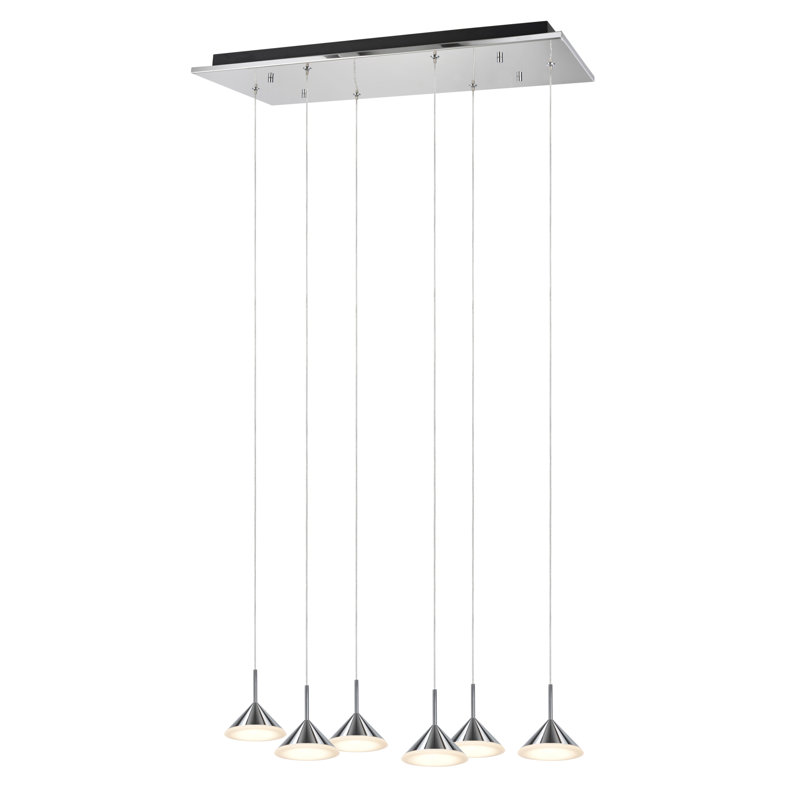 Luminaire suspendu en grappe 6 lumières, Chrome