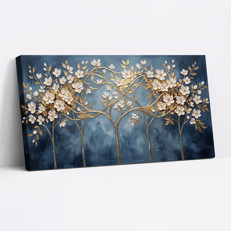 Ensemble de 1 tableau sur toile représentant un arbre floral, L 32 po x H 16 po, Toile tendue
