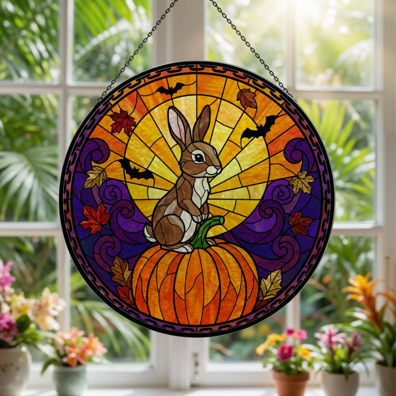 12"H Stained Glass Stained Glass Window Panel