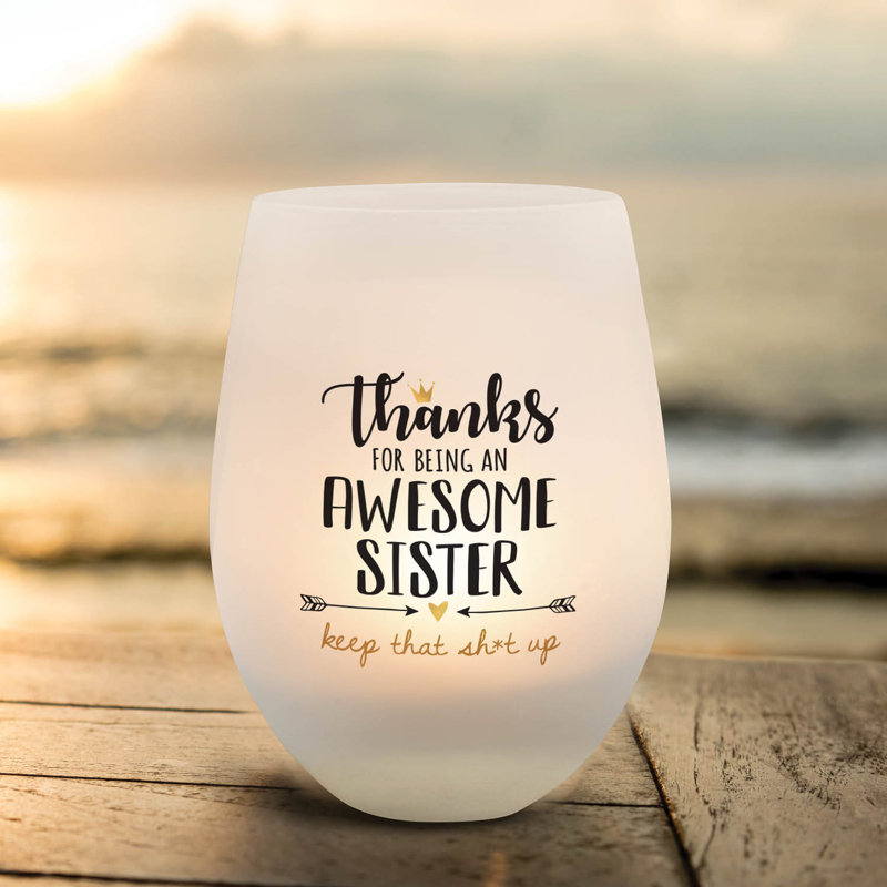 Thanks for Being An Awesome Sister Keep That Sh * T Up Frosted Stemless Wine Glass