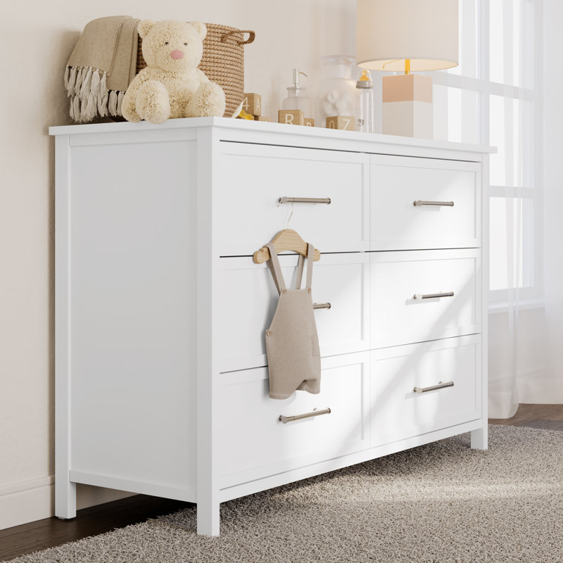 Commode classique à 6 tiroirs, Blanc