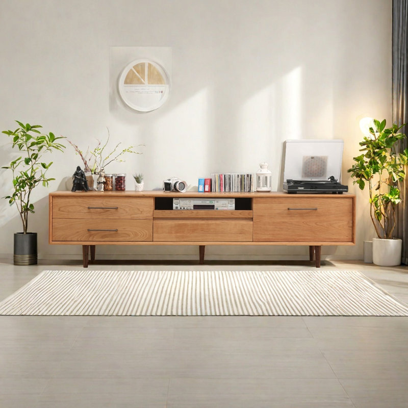 Meuble télé en bois de cerisier, 70.86"