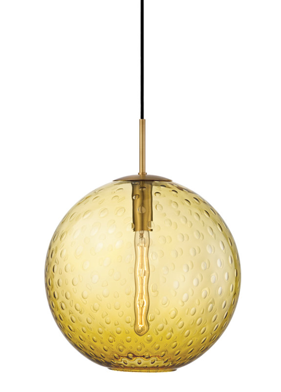 Rousseau 1 Light Pendant, Aged Brass, Blue, 19" H X 16" W X 16" D