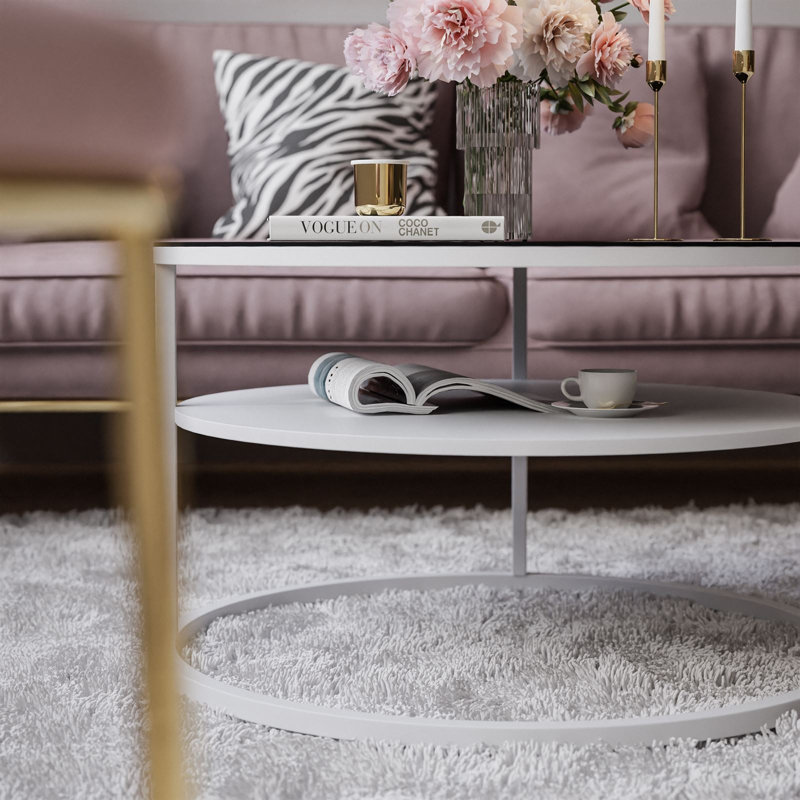 Reymundo Coffee Table with Storage, Black, Highgloss sand grey