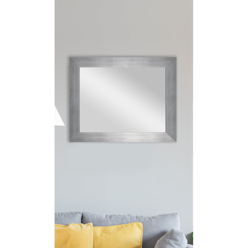 Engineered Wood Flat Mirror, 33" x 30", Matte Silver