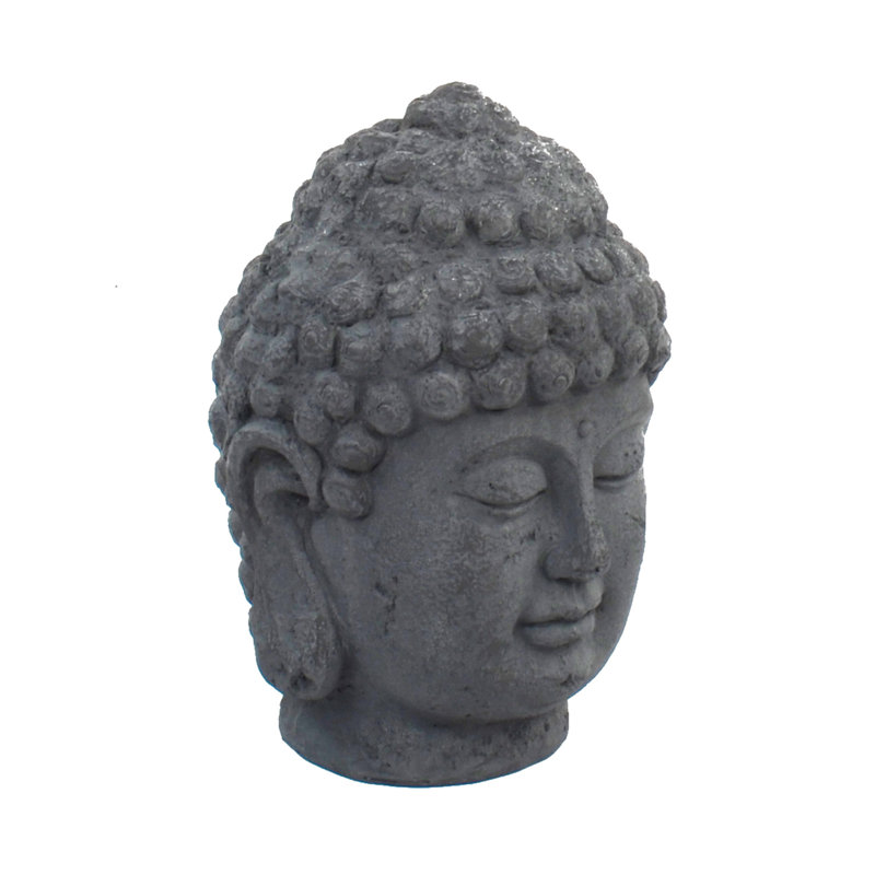 BUDDHA Head 42cm Grey Charcoal Effect