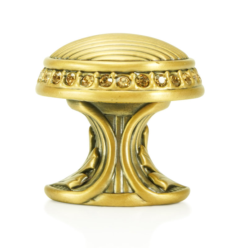 CAMBRIDGE ROUND KNOB; CLEAR CRYSTAL, Gold