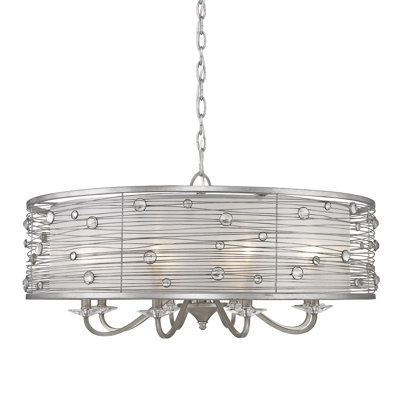Barneveld 8 - Light Steel Dimmable Drum Chandelier