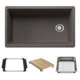 Inteos SILGRANIT 33" Single Bowl Reversible Undermount Workstation Kitchen Sink