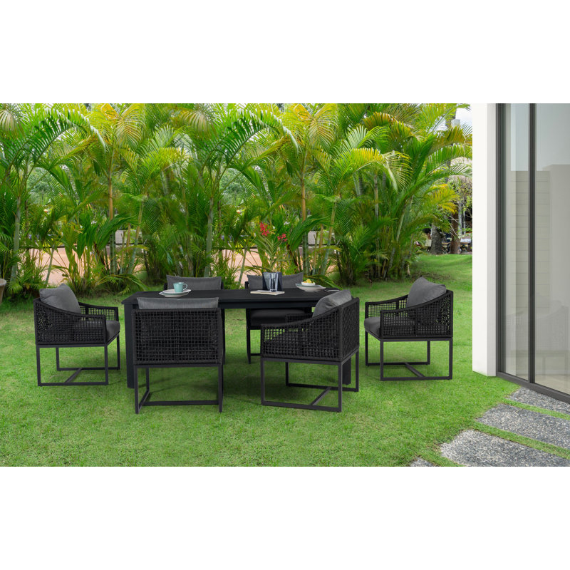 Mylinh 6 - Person Patio Dining Set with Rectangular Table , Cushions Included