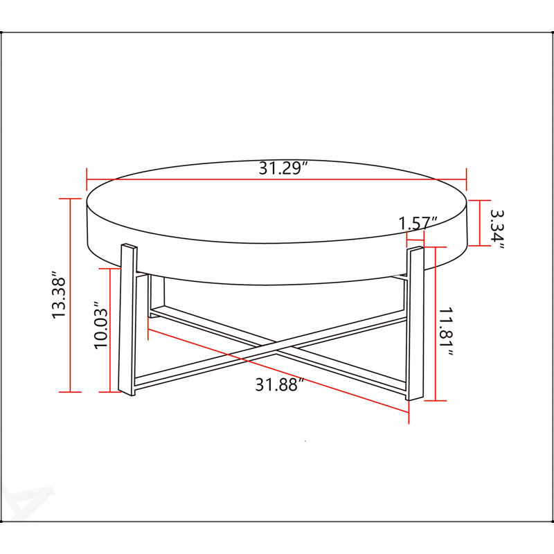 Table basse 31,29 "Modern Retro Splissage, H 13,38 po x L 31,29 po x l 31,29 po, Doré
