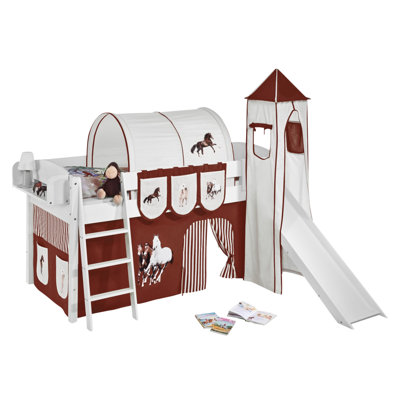 Pferde European Single (90 x 200cm) Mid Sleeper Bed With Curtain
