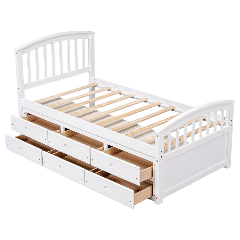 Eckart Solid Wood Slat Storage Bed, White