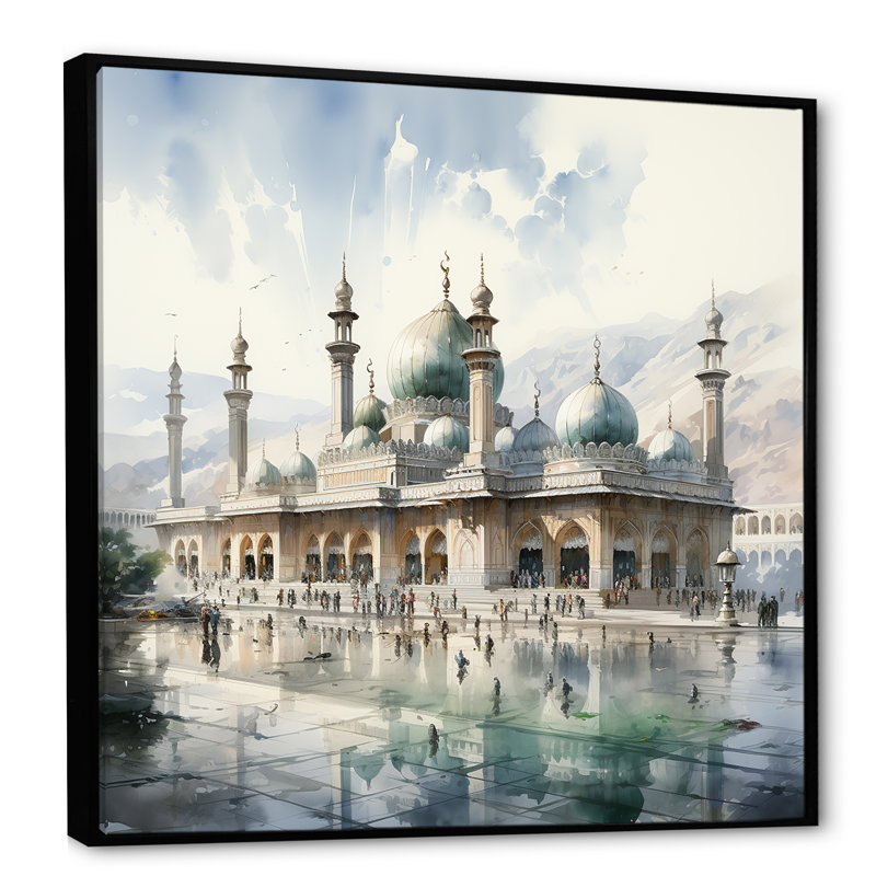 «Mosquée» - Mosquée, Cadre flottant noir, H 36 po x l 36 po x P 1,5 po