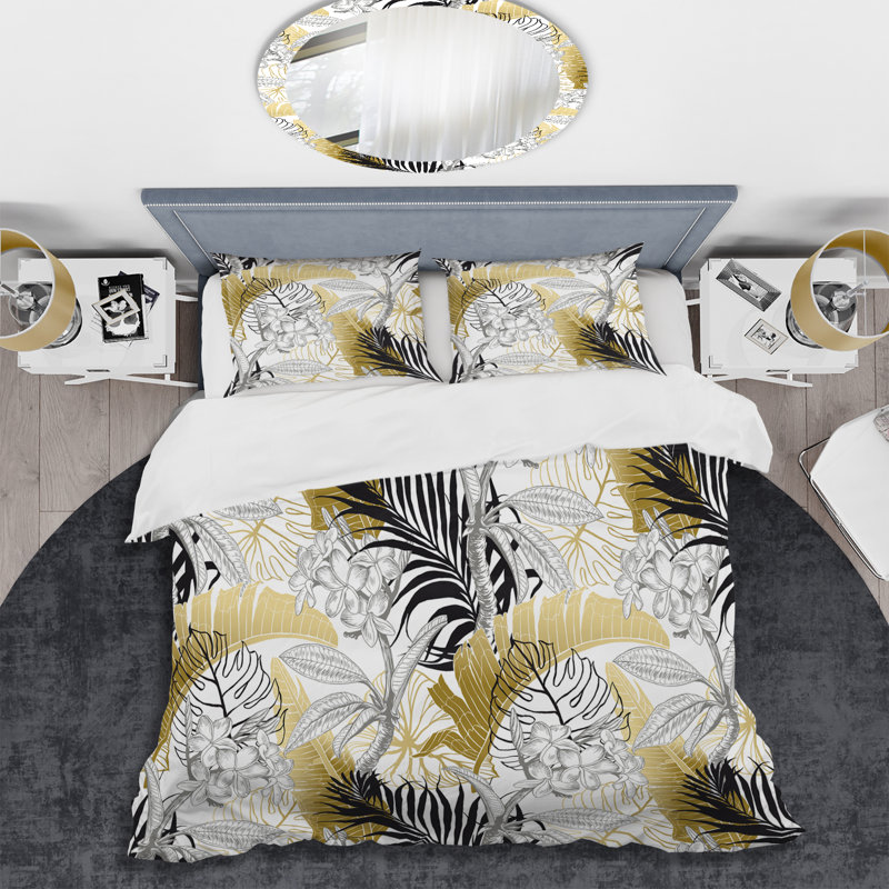 Coastal Polyester Twill Floral Duvet Cover, Twin Duvet Cover + 1 Sham