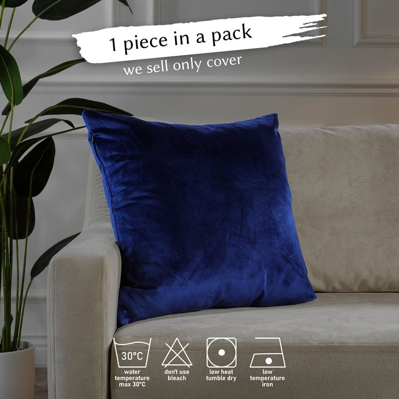 Housse de coussin en velours mat 1pc, Carré 26 po, Marine