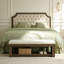 Banc rembourré en bois de 55 pouces avec rangement, banc de bout rustique avec coussin en peluche pour chambre à coucher 