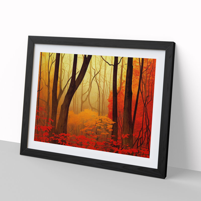 Distinguished Autumn Forest - Single Picture Frame Print, Black, 46cm H x 64cm W