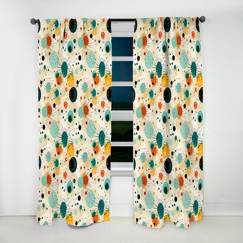 Motif à pois Bohème Vibes II - Rideau abstrait - Rideau obscurcissant - 1 panneau, L 52 po x L 95 po