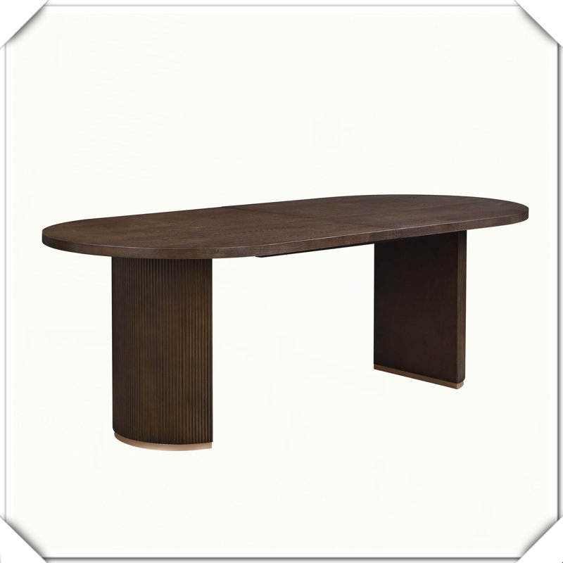 Table de salle à manger ovale à double piédestal Robuste, durable, élégant et pratique, Noyer
