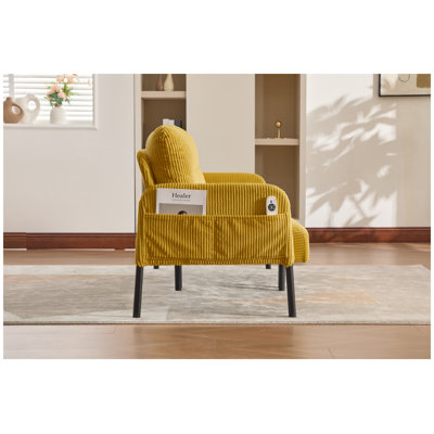 United We Win Oversized Corduroy Loveseat - Modern Plush Double Seat Sofa in Mustard Yellow