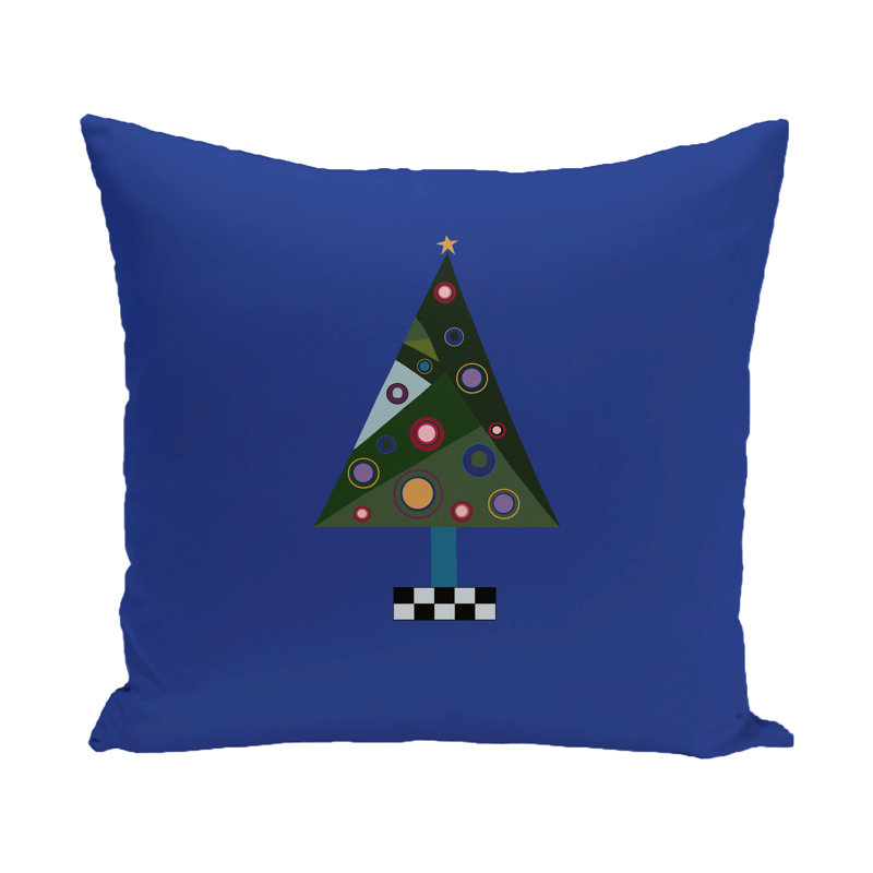 Housse de coussin décoratif à imprimé fêtes sapin, H 16 po x l 16 po, Bleu royal