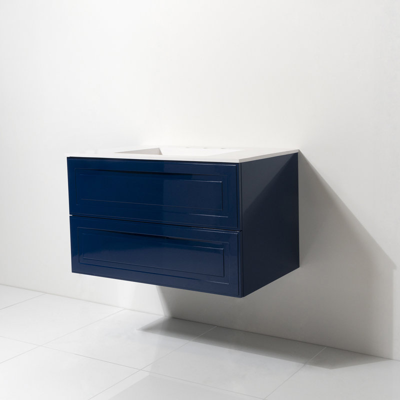 Cavinder 30.25'' Single Bathroom Vanity with Polyglomerate Top, Blue