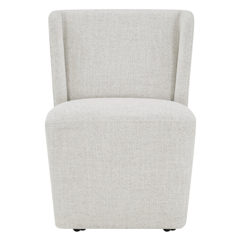  Ardeth Upholstered Side Chair with Casters, Nathan Wheat Performance Tweed