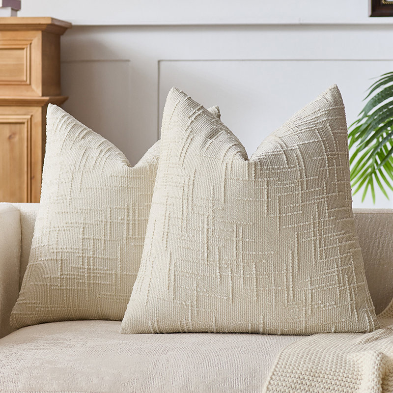 Housses de coussin en chenille texturée, Ivoire ivoire, Square 22"