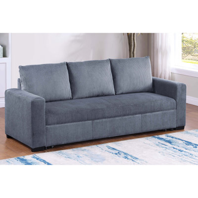 Dark Gray Corduroy Convertible Sleeper With Square Arms, Plastic Legs And Convenient Handles, Ideal For Primary Living Space, 3 - Seat, 32" Width, 33" Height Upholstery, Legs, Suitable Room, 85" Depth